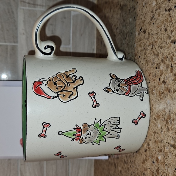 Dogs Christmas Holiday Duo Coffee Mug 21 Oz Eli & Ana & Note Paper Set - Picture 2 of 8